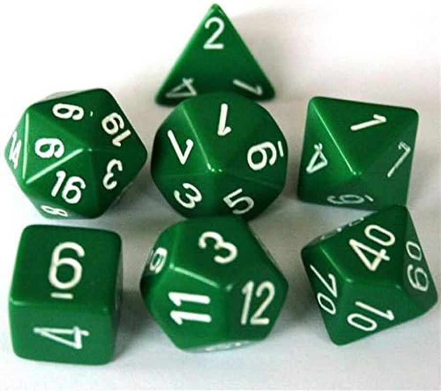 Chessex CHX 25405 Opaque Polyhedral Green/White 7-Die Set