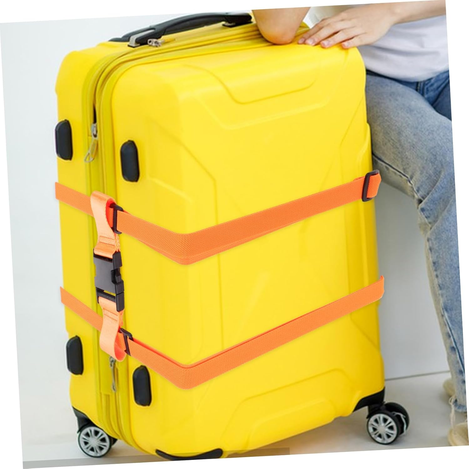 VERDANVERSE Adjustable Elastic Luggage Strap with Buckle, Travel Bag Compression Strap for Suitcases and Backpacks, Orange Sturdy Travel Accessories for Secure Packing and Bag Attachment image number 4