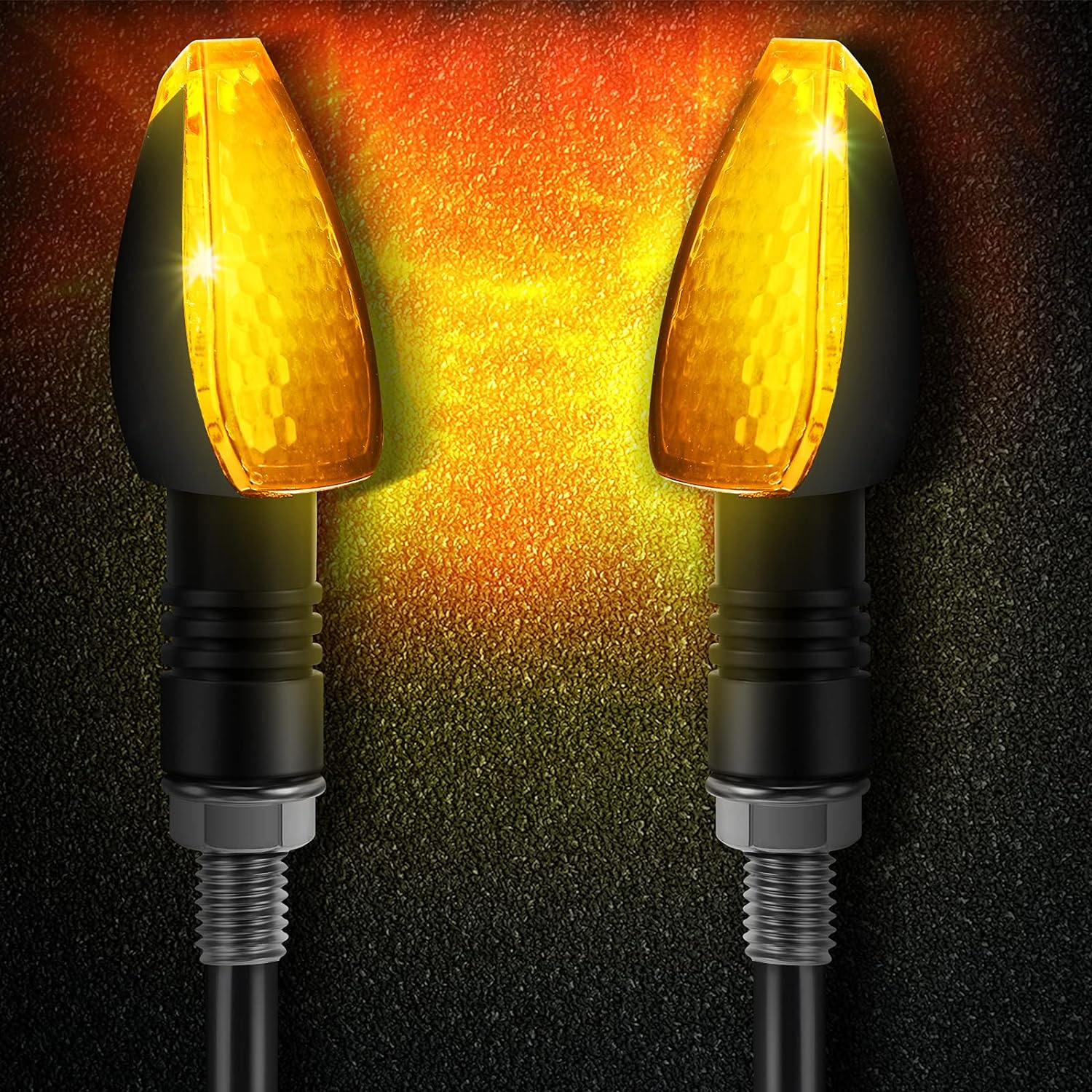 4 Pieces Motorcycle LED Turn Signals Motorcycle Signal Lights Indicators Flowing Turn Blinkers Front Rear Lights 14 LED 12V Motorbike Indicator Amber Lamp Mini Stalk Arrow image number 5