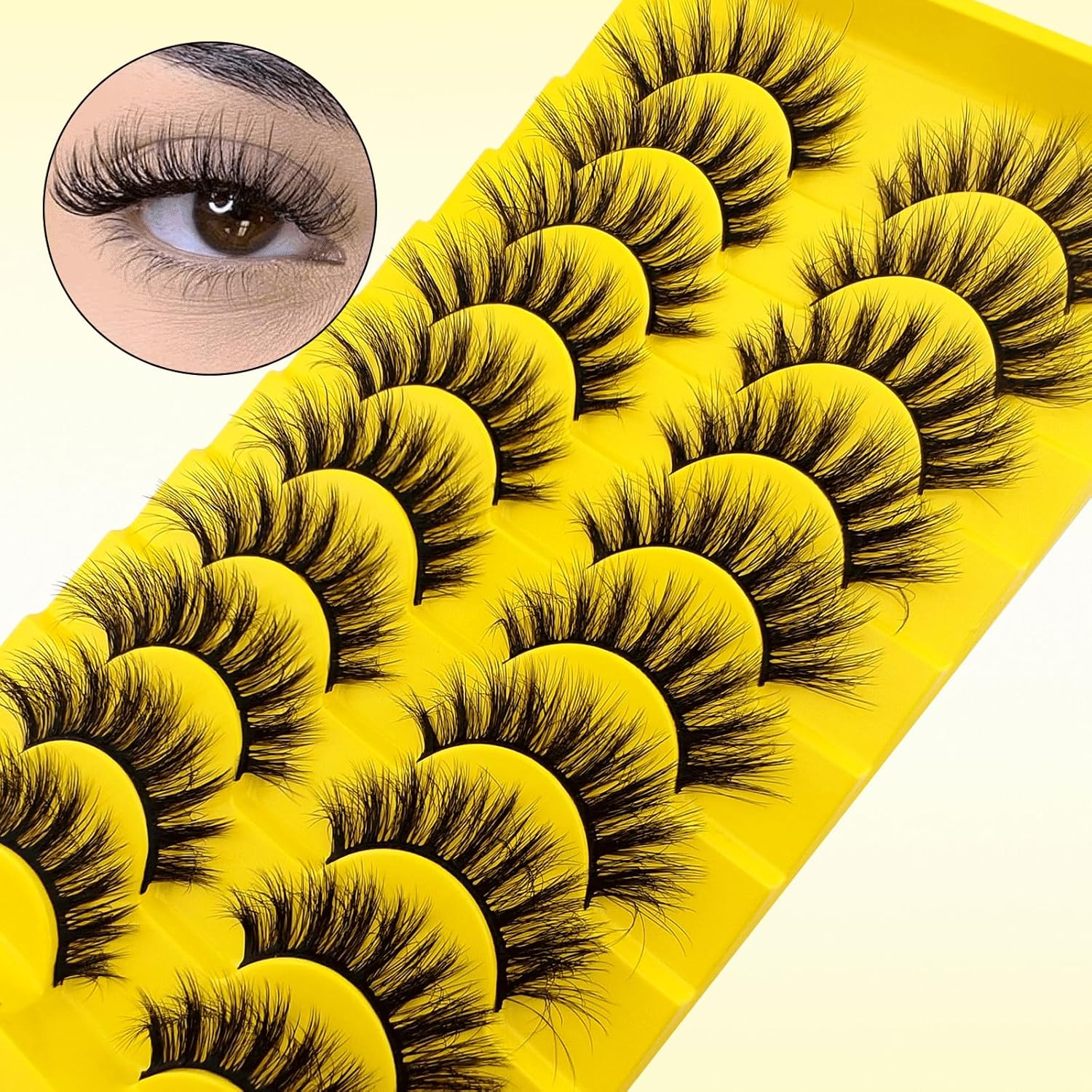 10 Pairs of 3D Artificial Eyelashes, Cat Eye False Eyelashes, Natural Look, Curly Cat Eye Lashes, False Eyelashes with Natural Wispy Volume, Cat'S Eye Eyelashes (10Y-Z9X)