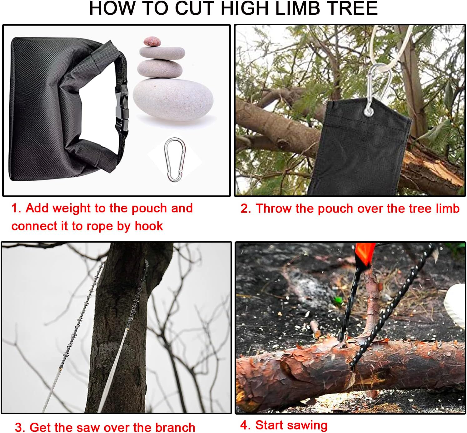 Upgrade 53 Inch High Reach Tree Limb Hand Rope Saw, 68 Sharp Teeth Blades on Both Sides, Folding Rope Chain Saw for Camping image number 1