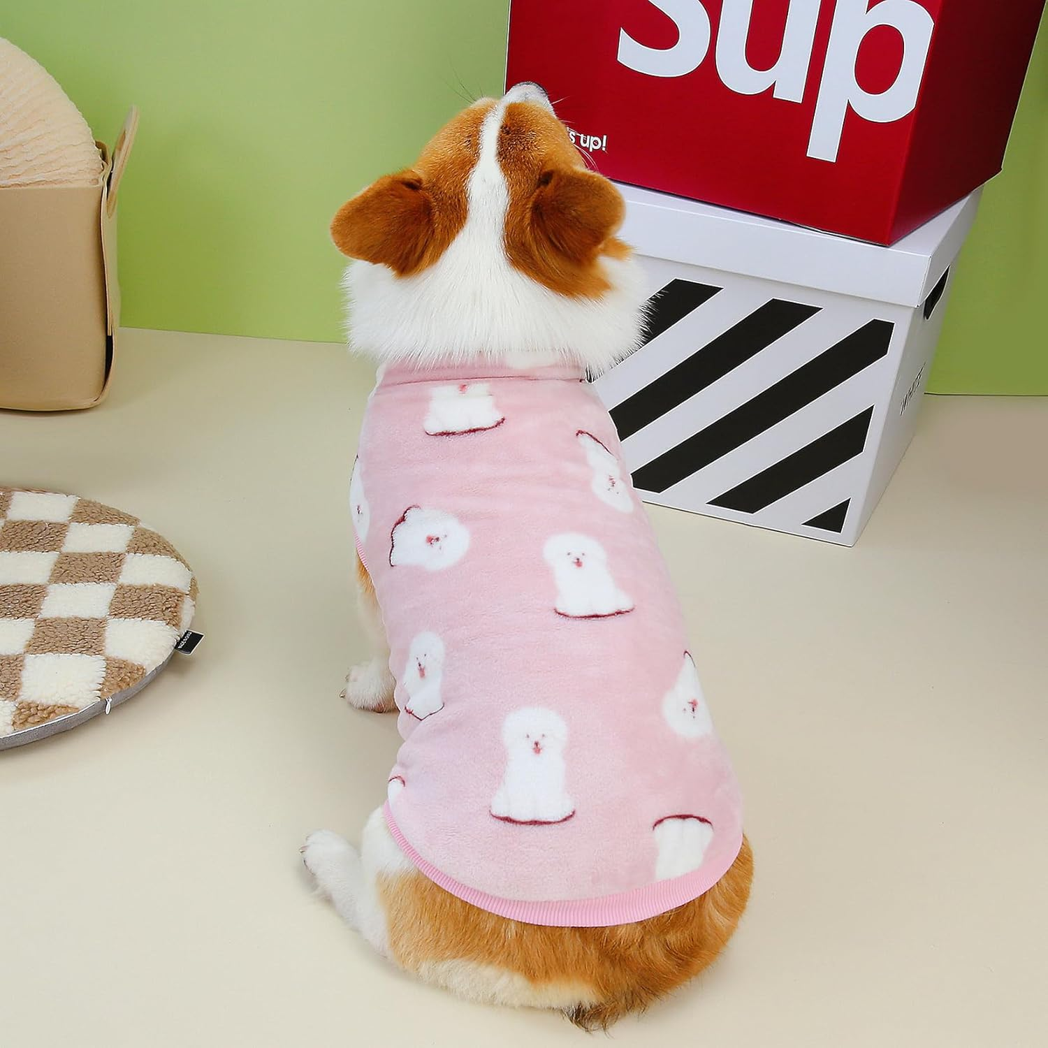 Zunea Flannel Dog Sweater Jumpers for Small Medium Dogs Pullover Corgi Winter Jacket Coats Fuzzy Fleece Puppy Clothes Cute Soft Warm Cold Weather Dachshund Vest Pet Apparel Pink XL