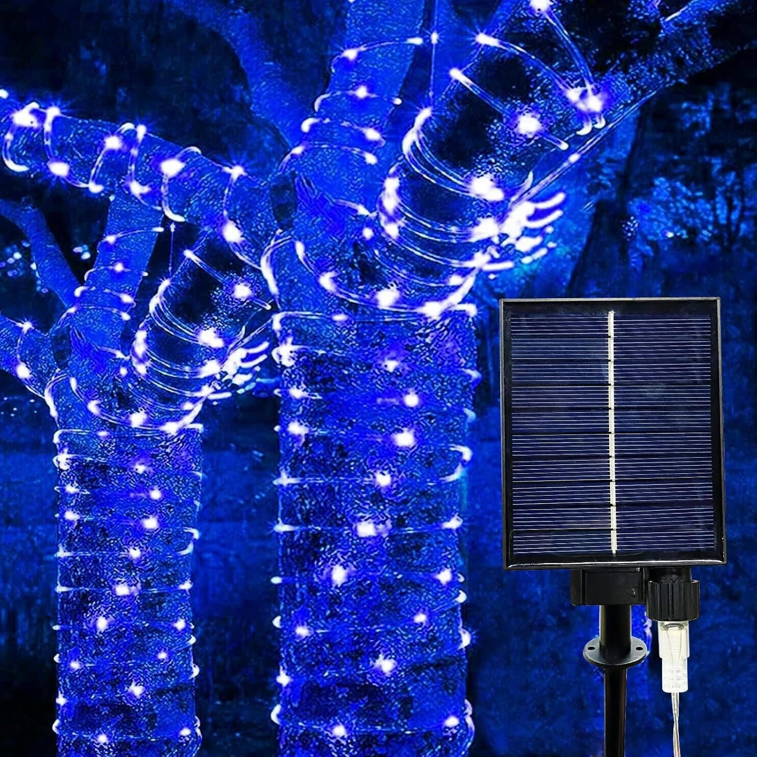 300 LED Solar Rope Lights Outdoor 99 FT Bright Garden String Lights Durable 8 Modes Outdoor Fairy Lights Waterproof Garden Decorative Lights for Fence Patio Decor(Blue) image number 6