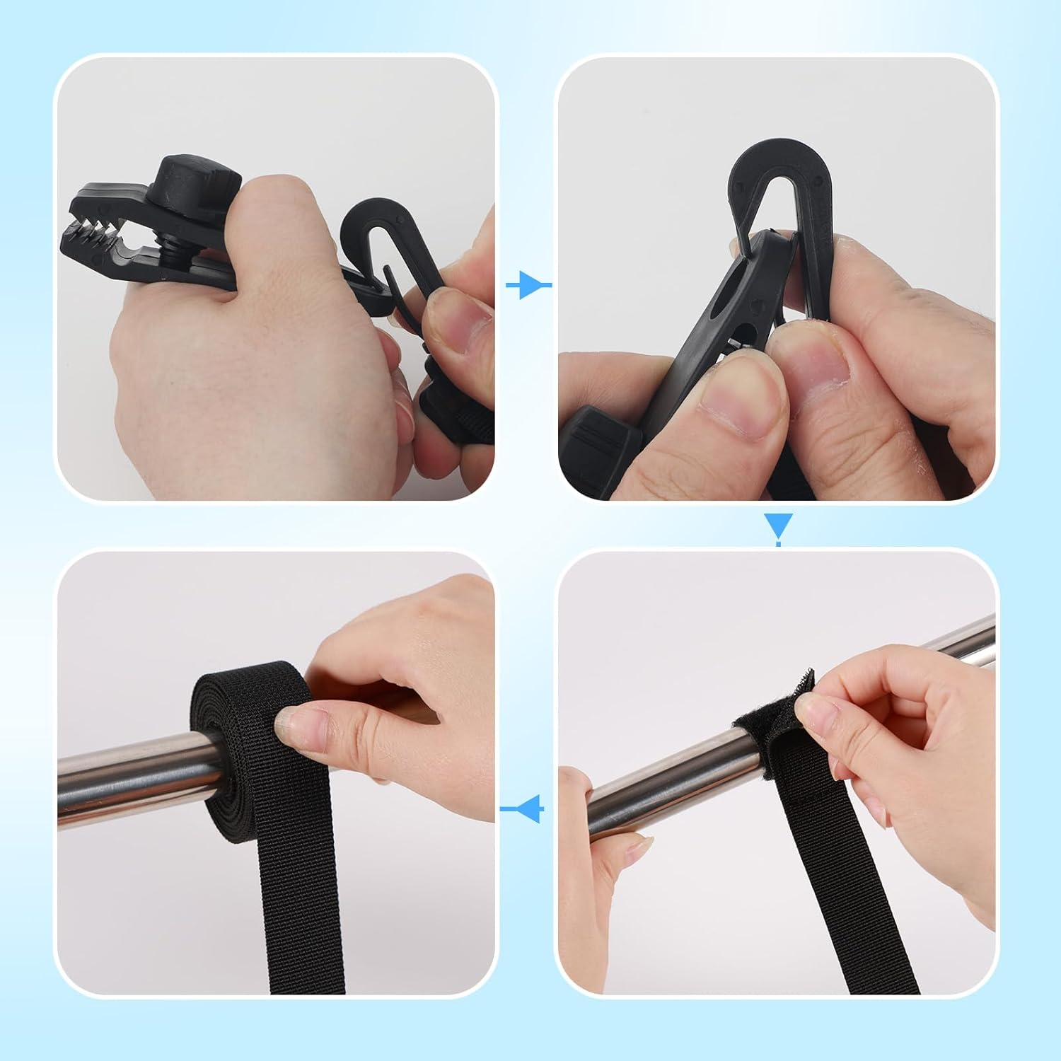 24Pcs Pool Solar Cover Reel Attachment Kit, Inground Swimming Pool Solar Blanket Straps Includes 8 Hooked Straps Clips & 8 Touch Fasteners image number 4