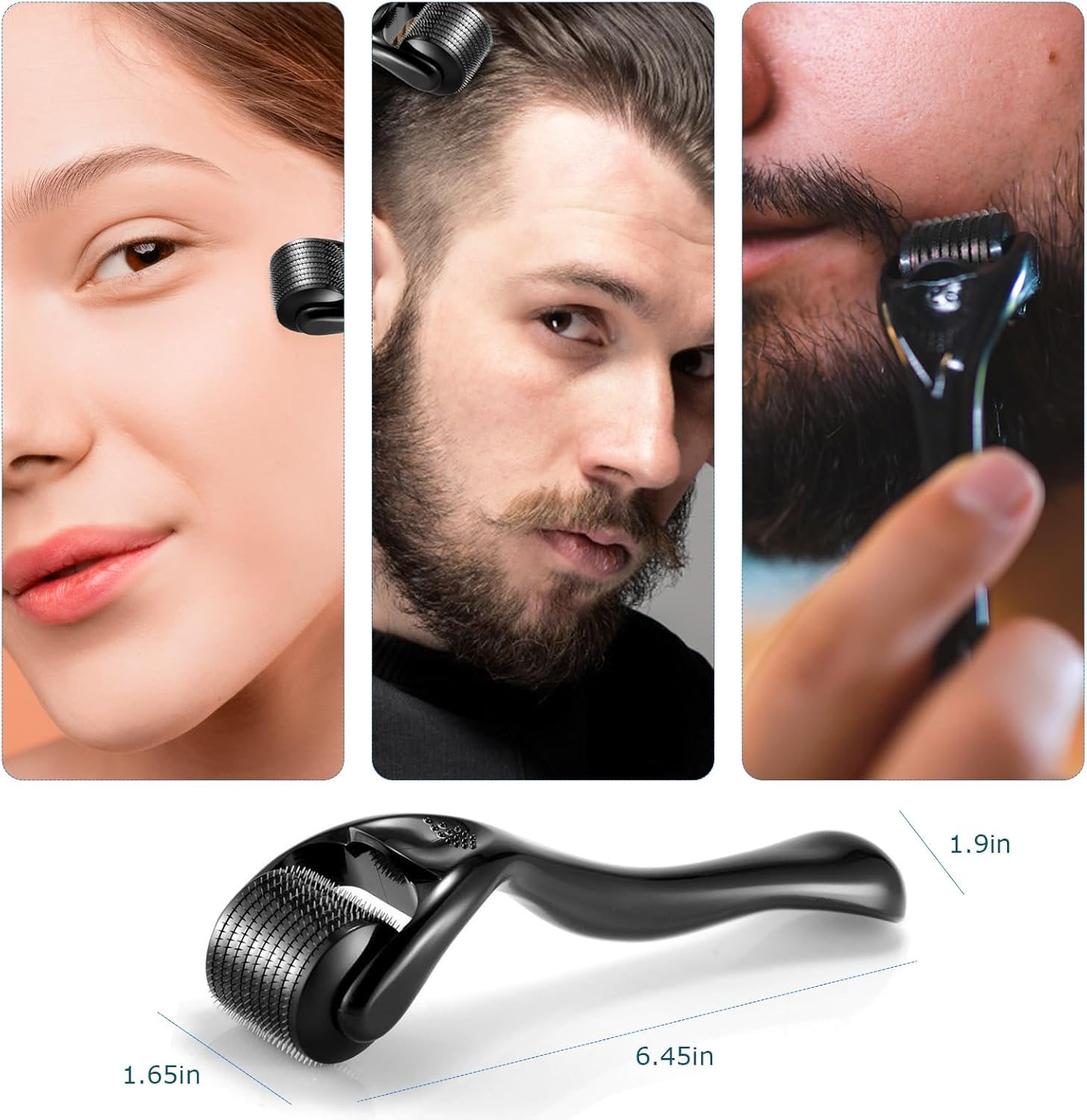 Derma Roller for Hair & Beard Growth, 3 Pack 0.5Mm,1Mm,1.5Mm Microneedle Roller for Face, Body Growth, Skin Care Micro Needle Face Roller for Women & Men, 540 Titanium Scalp Roller Beard Dermaroller image number 6