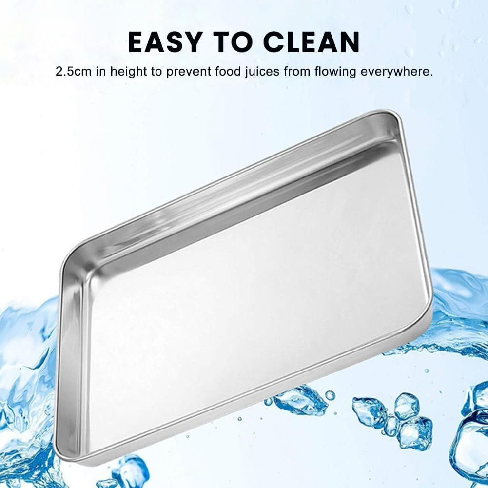 Large Baking Sheets Set of 3,Stainless Steel Baking Tray,Rectangle 16 X 12 X 1 Inches,Professional Bakeware Oven Tray,Healthy & Heavy-Duty, Easy Clean & Mirror Finished image number 3