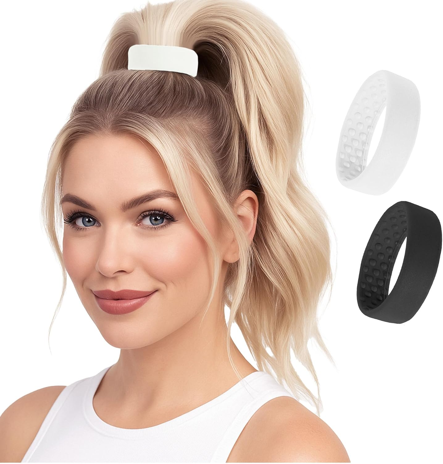 2 Medium Pony-Os for Fine to Normal Hair or Slightly Thick Hair (Blonde and White)