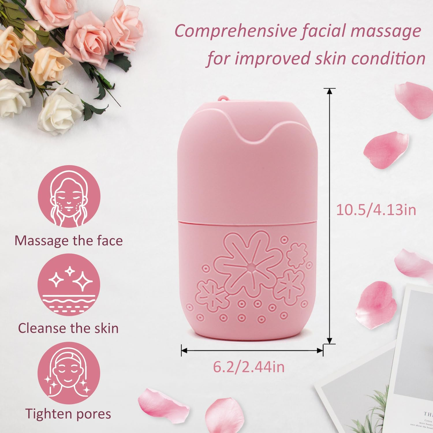EKIND Silicone Ice Roller for Face and Eye Refillable Facial Massager Beauty Skin Care Tool Mold (Pink) image number 2