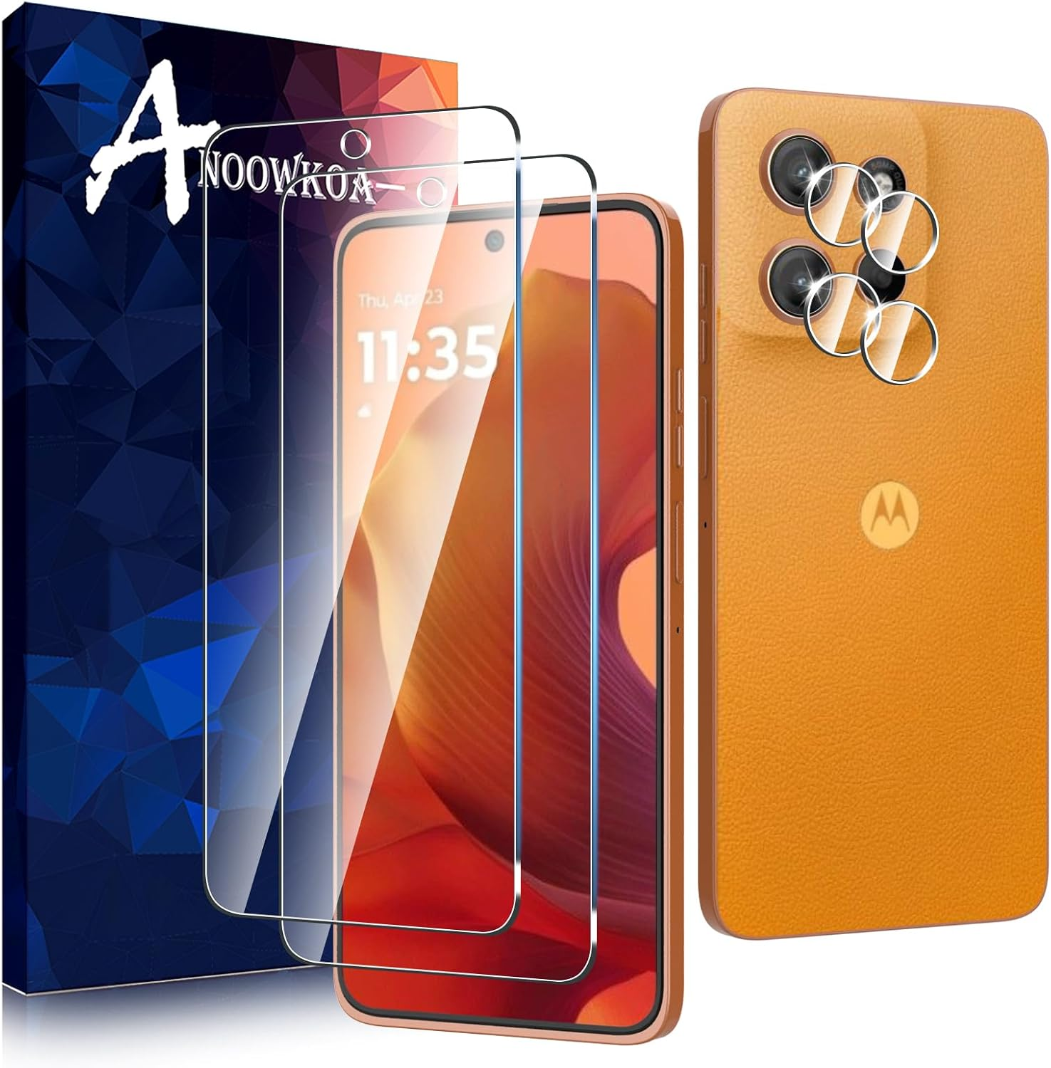 Anoowkoa 2+2 Pack for Motorola Moto G15/G15 Power Screen Protectors and Camera Lens Protectors Guard Tempered Glass Film, anti Fingerprints Protective Film