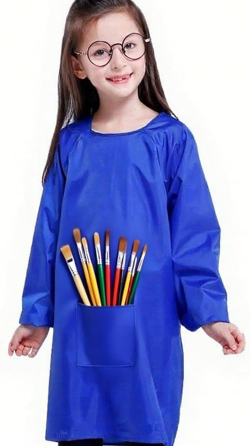 Waterproof Art Smock Long Sleeve with Pocket - Artist Painting Apron for Ages 8-14, Durable Kitchen Cooking Apron for Children, Full Coverage Protective Wear image number 4