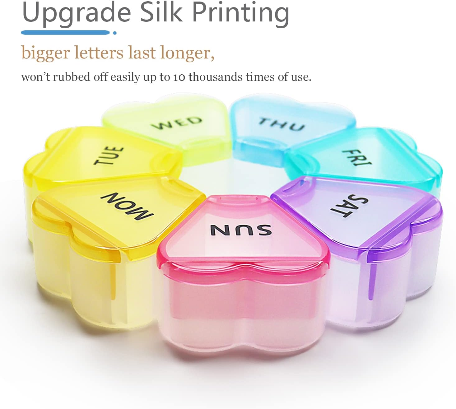 MOLN HYMY Cute Weekly Pill Box 7 Day, round Floral Pill Case Organizer 1 Time a Day, Rainbow Pill Container Once Daily, Large Medicine Dispenser for Vitamin/Fish Oil/Medication/Supplements image number 2