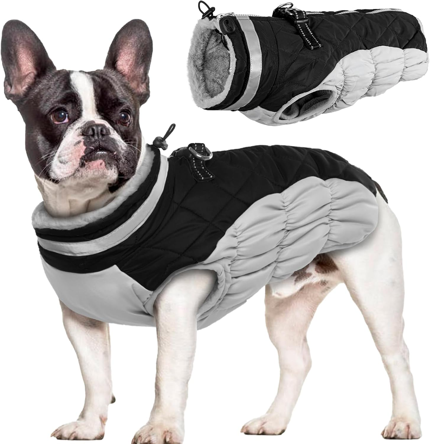 Hjumarayan Dog Coat for Small Medium Large Dogs, Dog Jacket Warm Dog Vest Winter Coat Dog Waterproof Dog Coat Lined, Dog Coat French Bulldog (Black L)