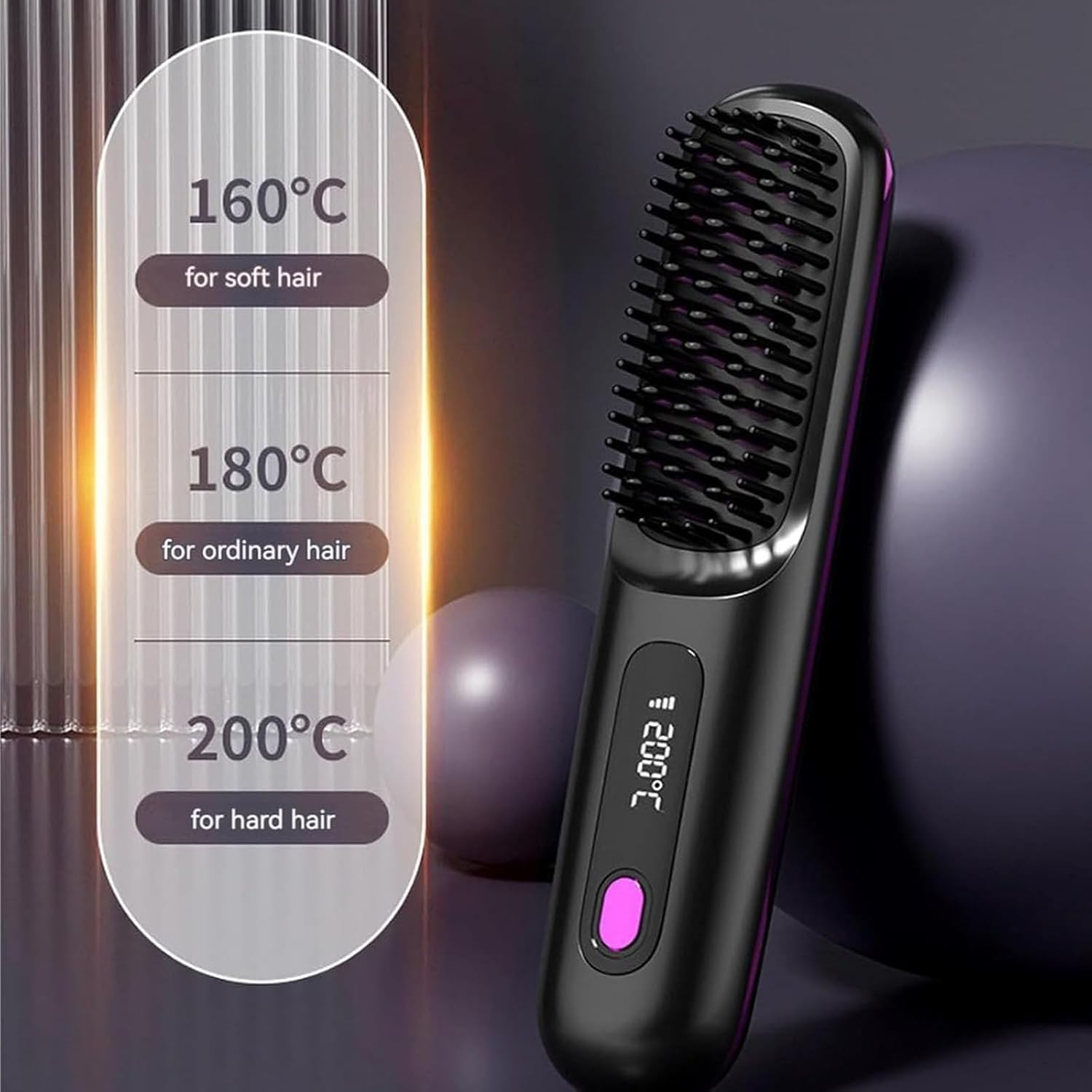 Bellabrush Pro Cordless Hair Straightener Brush (C), 35W, 200&deg;C Max, 7.4V, 3 Heat Settings, All Hair Types, Battery Powered - C image number 6