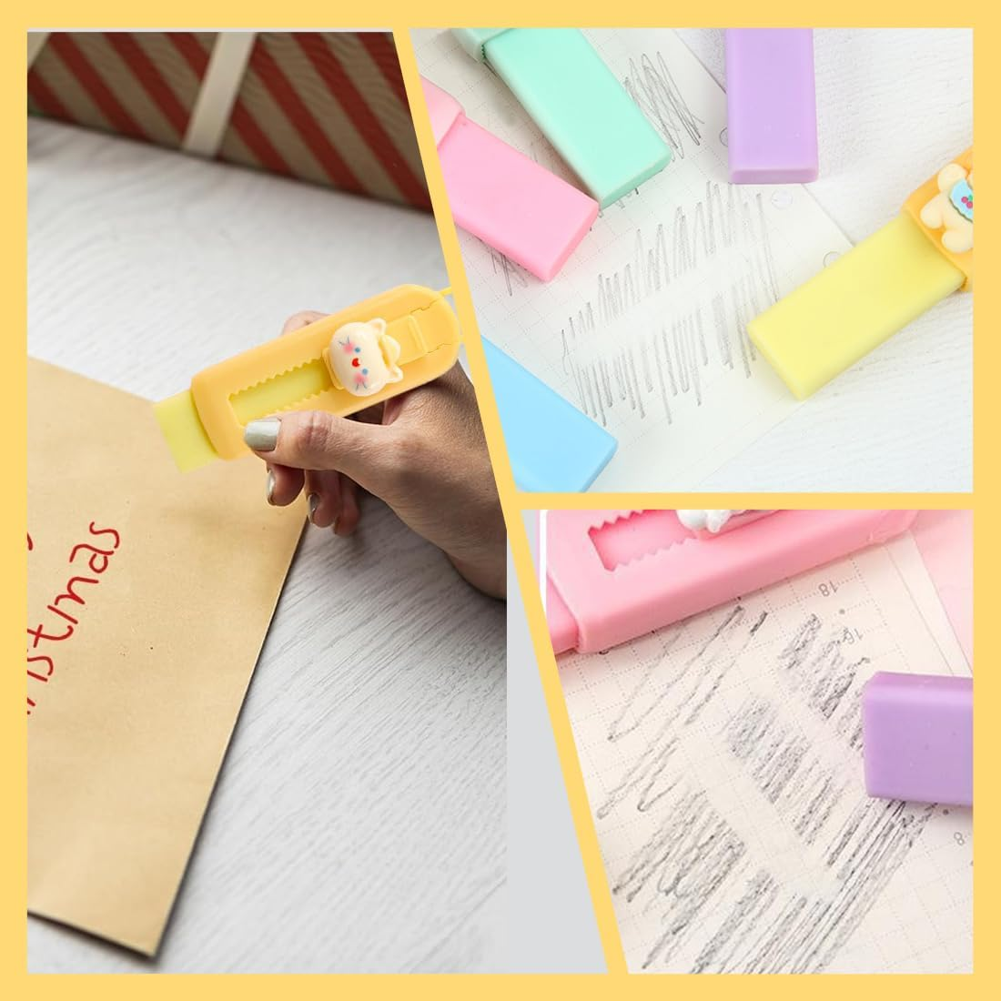 Set of 4 Erasers, Erasers for Kids, Push-Pull Pencil Erasers for Writing, Drawing, Office School Supplies image number 1