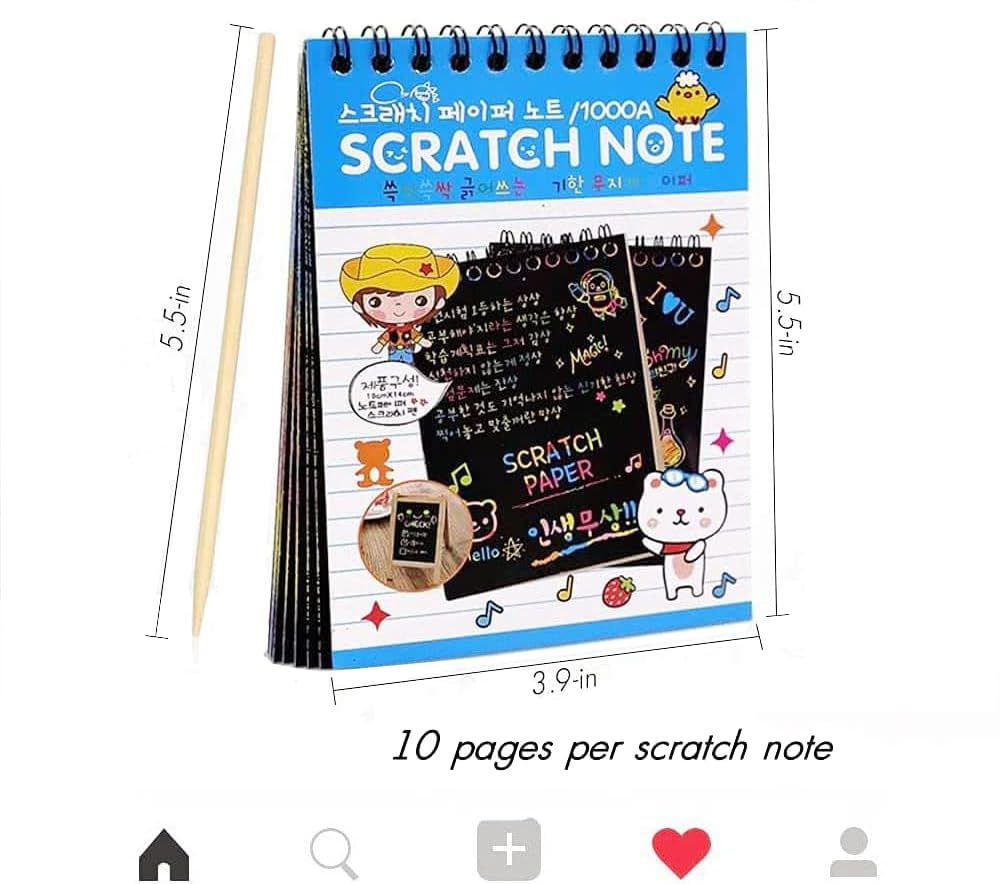 8 Pack Rainbow Scratch Notebooks with Wooden Styluses - Ideal for Kids' Party Favors, Arts & Crafts image number 5