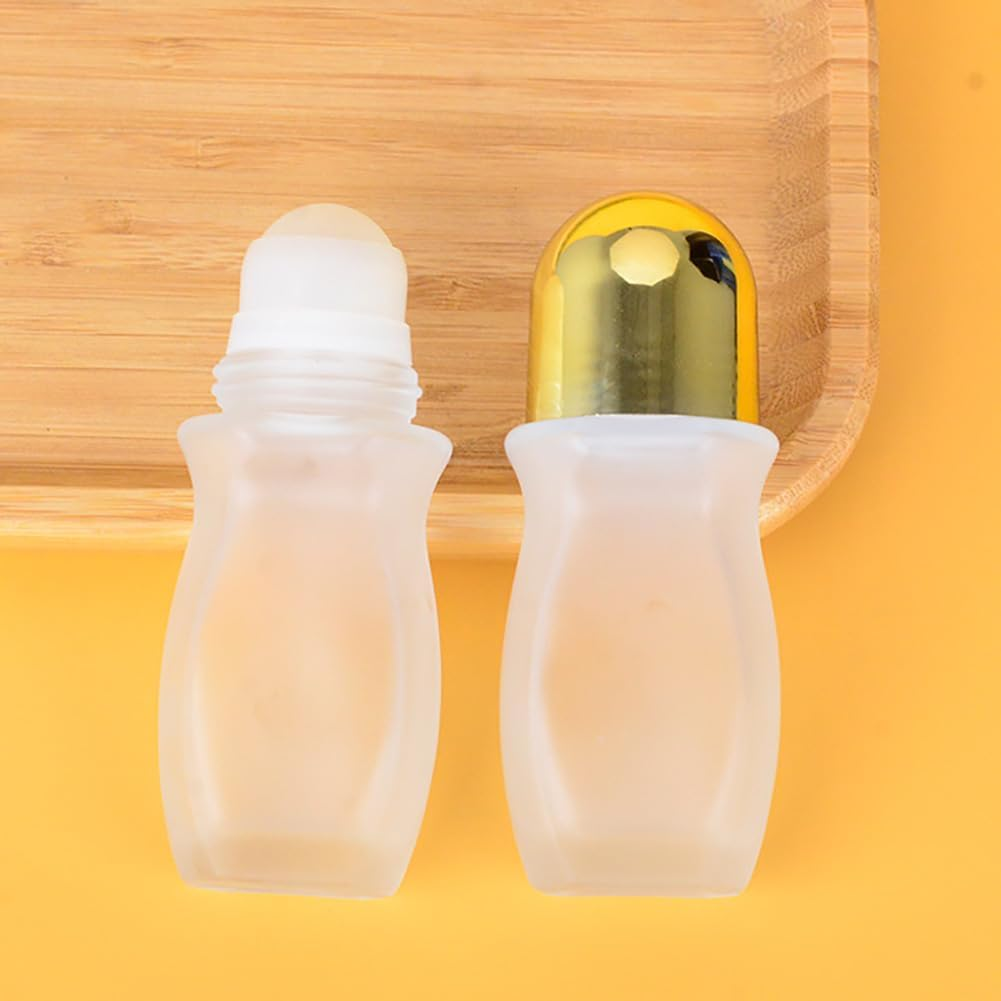 2Pcs 50Ml Glass Roller Bottles Large Empty Roller Ball Bottle Leak Proof Refillable Rollerball Bottles for Perfume Essential Oils Deodorant image number 5