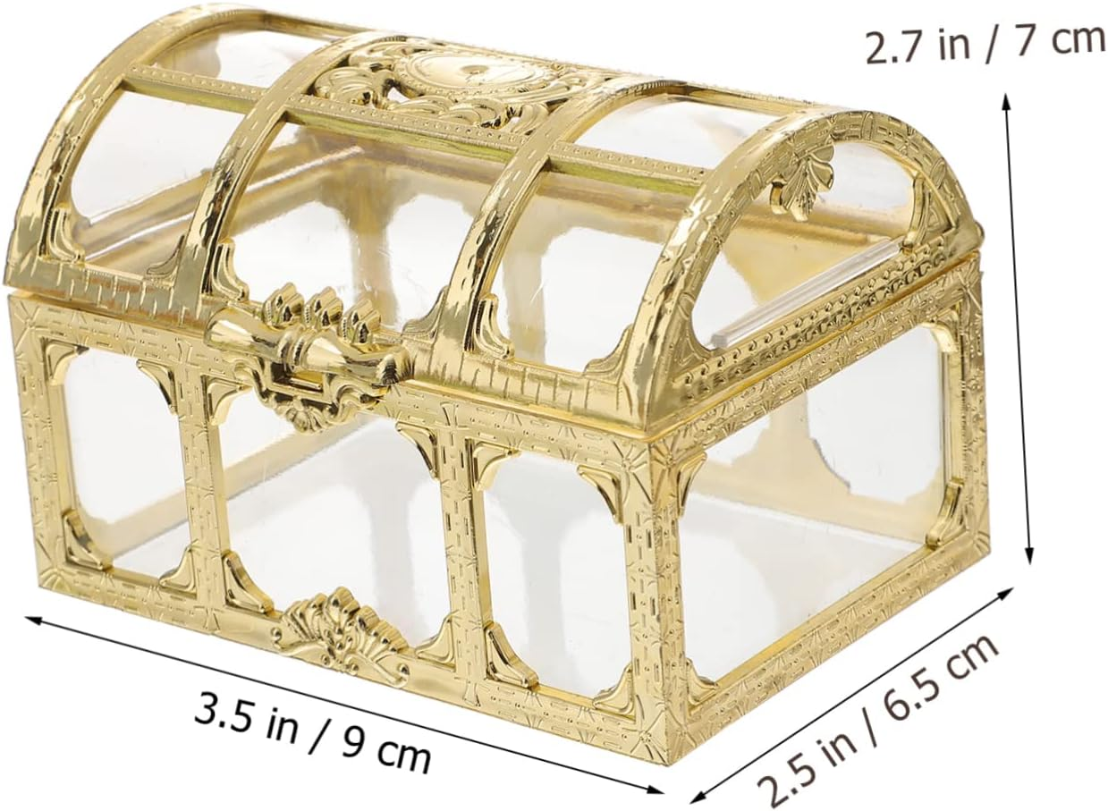 2Pcs Plastic Treasure Chest Jewelry Organiser Box Crystal Gem Storage for Wedding image number 5