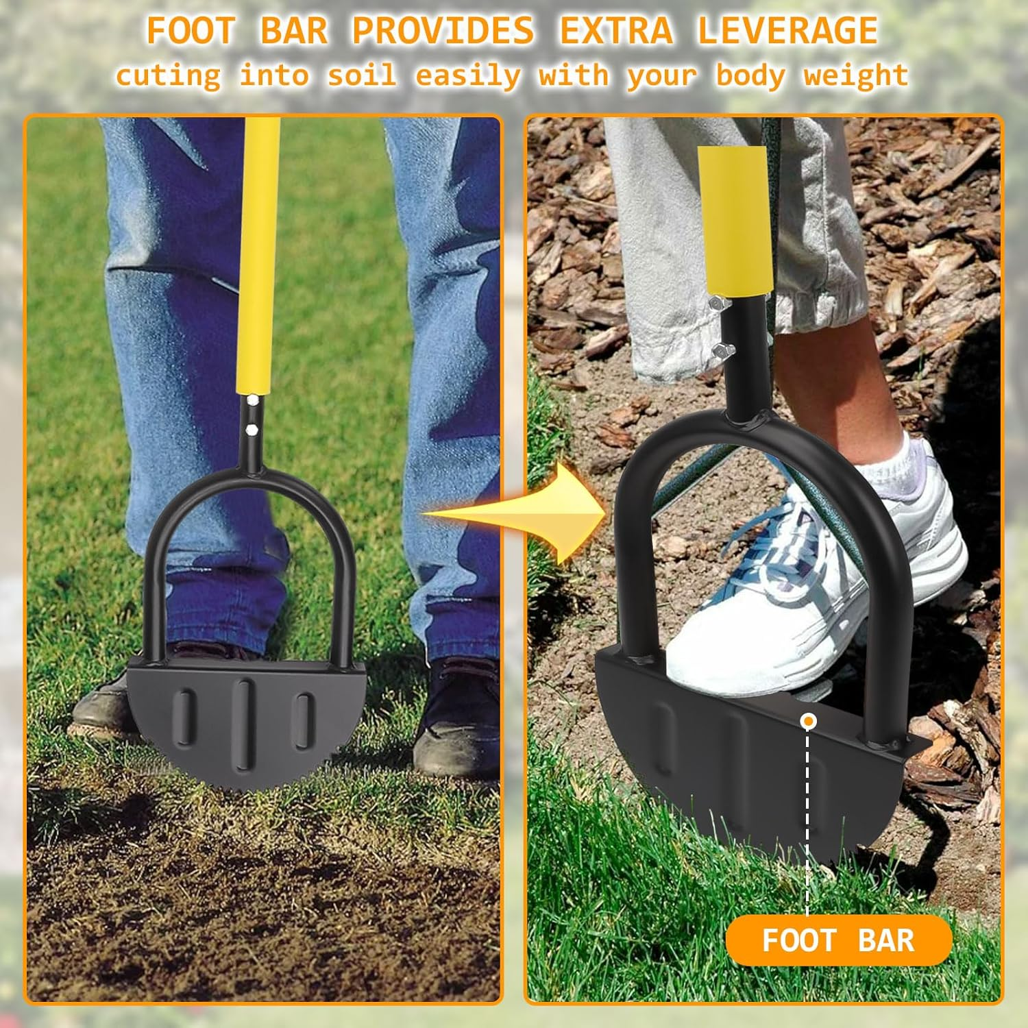 Ruaizel Saw-Tooth Edger Lawn Tool, Manual Grass Edger, Half Moon Lawn Edger with Soft Handle, Hand Steel Edger for Grass Yard Landscape Sidewalk image number 4