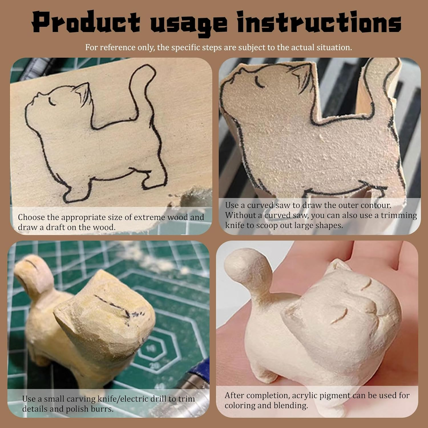 Turadh Basswood Carving Kit - 12PCS Wooden Blocks for Whittling & Carving, Two Sizes Basswood, Easy-To-Use Carving Wood for Beginners, Kids, Adults, DIY Wood Craft, Woodworking Tools image number 6