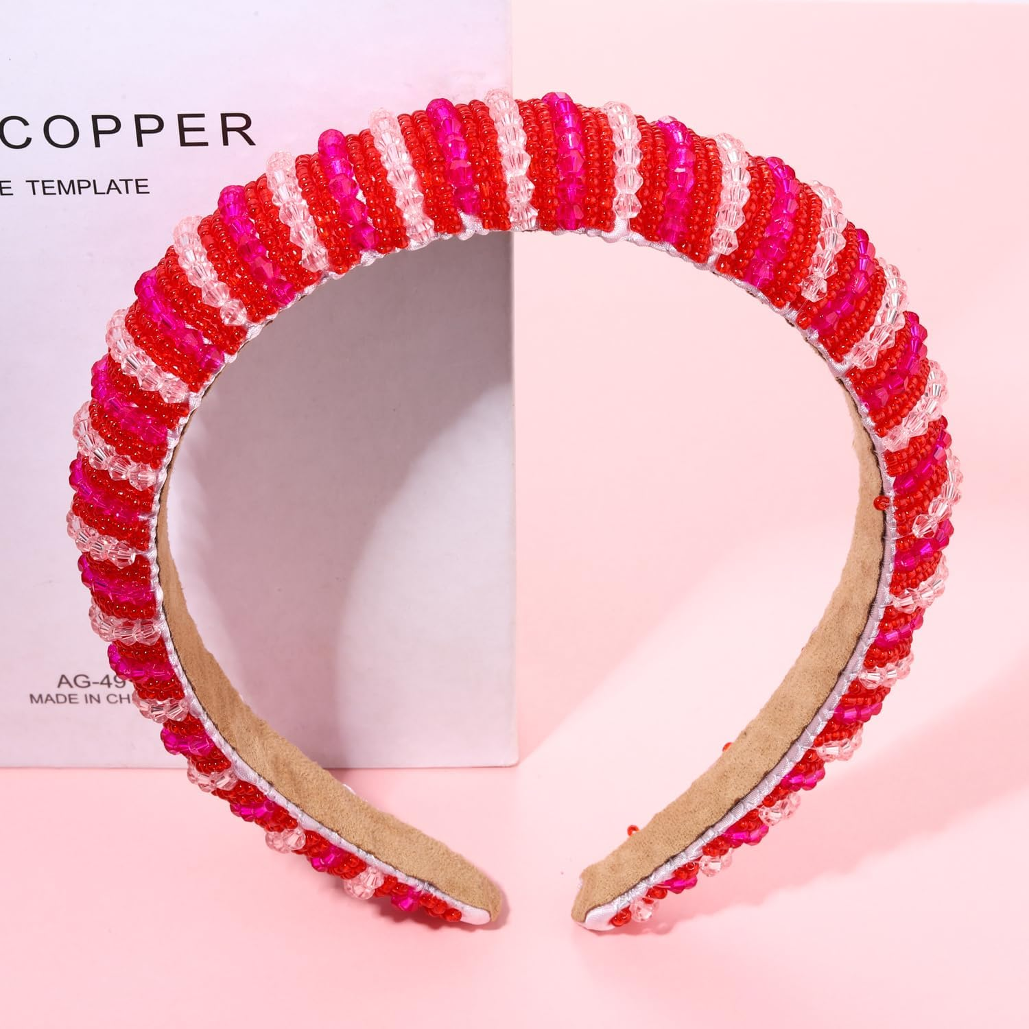 NVENF Valentine'S Day Headbands Crystal Rhinestone Padded Headbands for Women Beaded Crystal Embellished Velvet Headband Valentine'S Day Hair Accessory Gifts (Valentine'S 1) - Fall Color image number 6