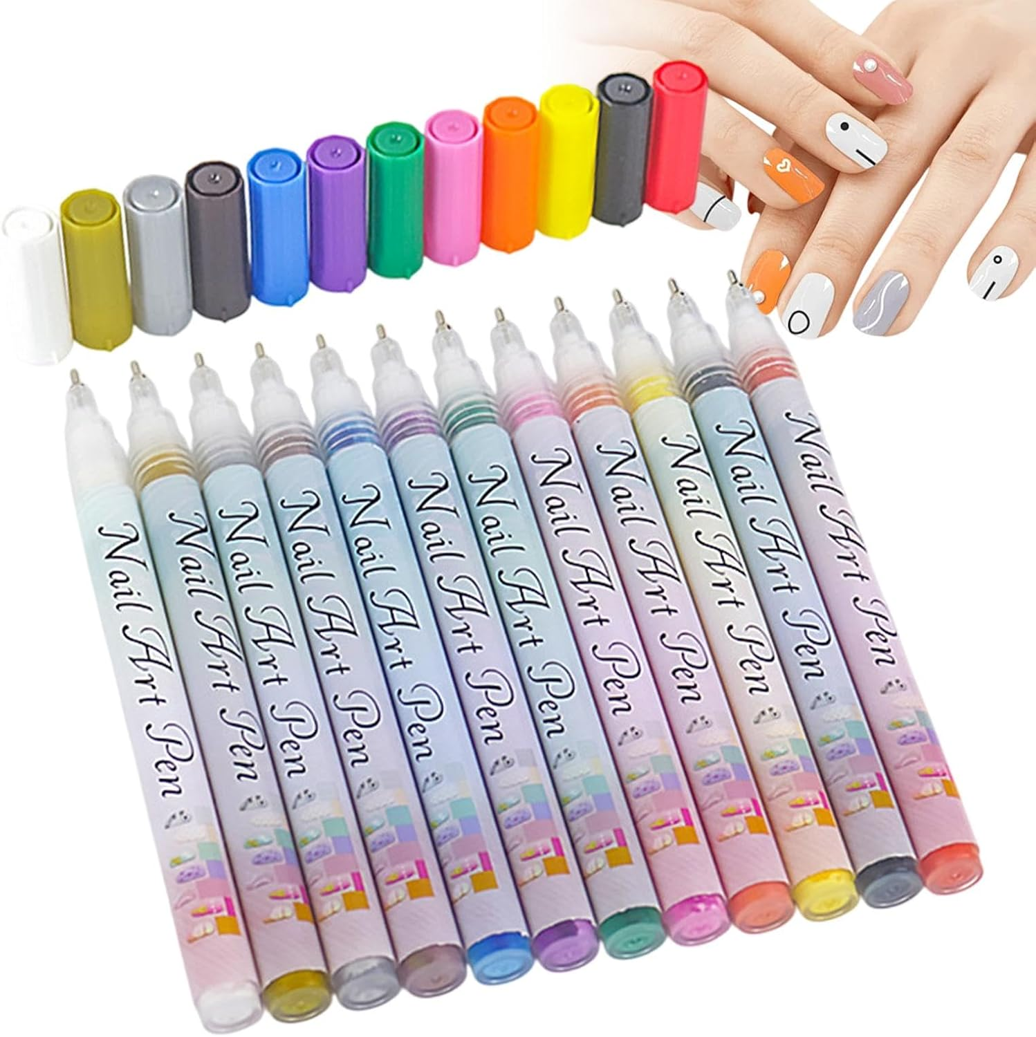 Nail Polish Sets for Women | 12-Color Waterproof Acrylic Nail Graffiti Pen Set | 0.5Mm Toes Top Drawing Markers Graffiti Set for Thin Detail image number 1