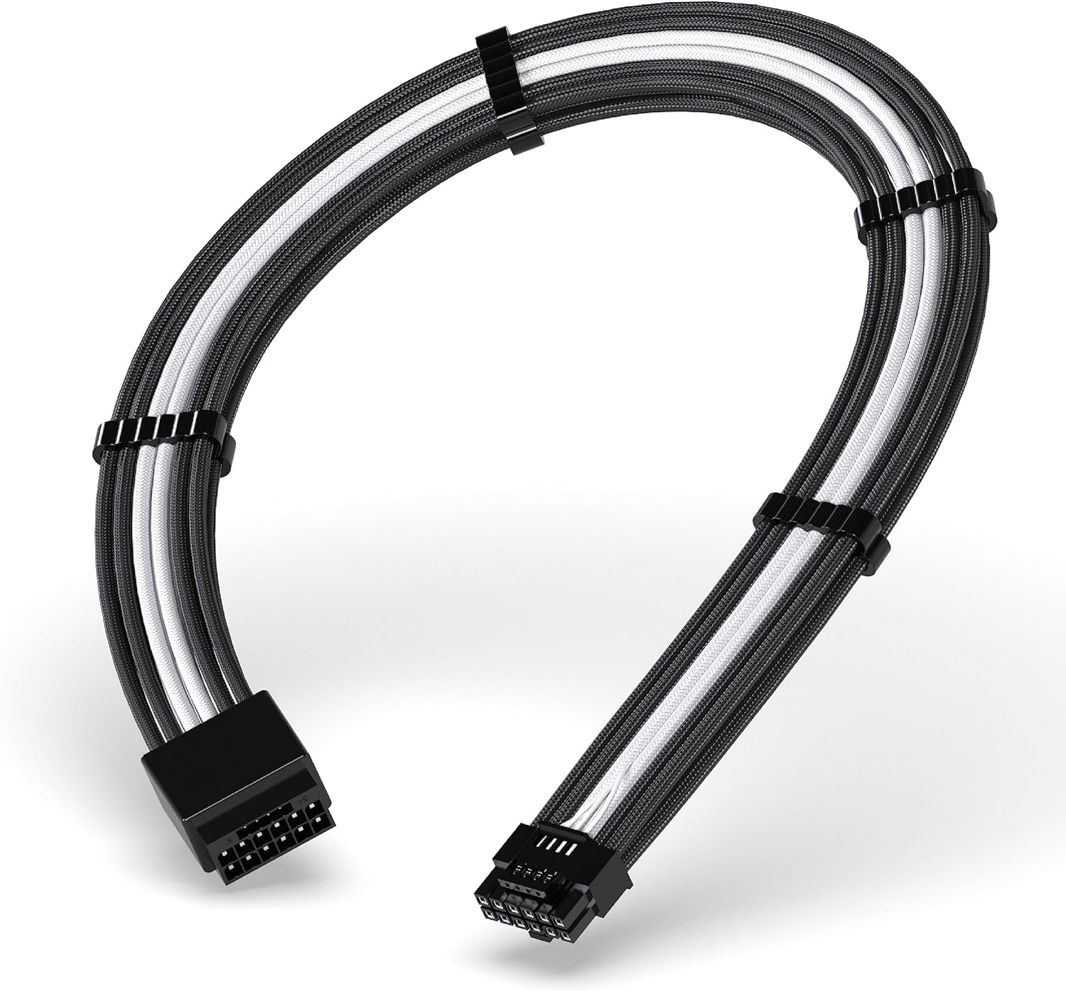 EZDIY-FAB GPU Power Sleeved Cable Extension, 16Pin(12+4) 12VHPWR Pcie 5.0 Connector Male to Female for RTX 5080, 5070, 4090, 4080, 4070, with Cable Combs-16Awg/Black