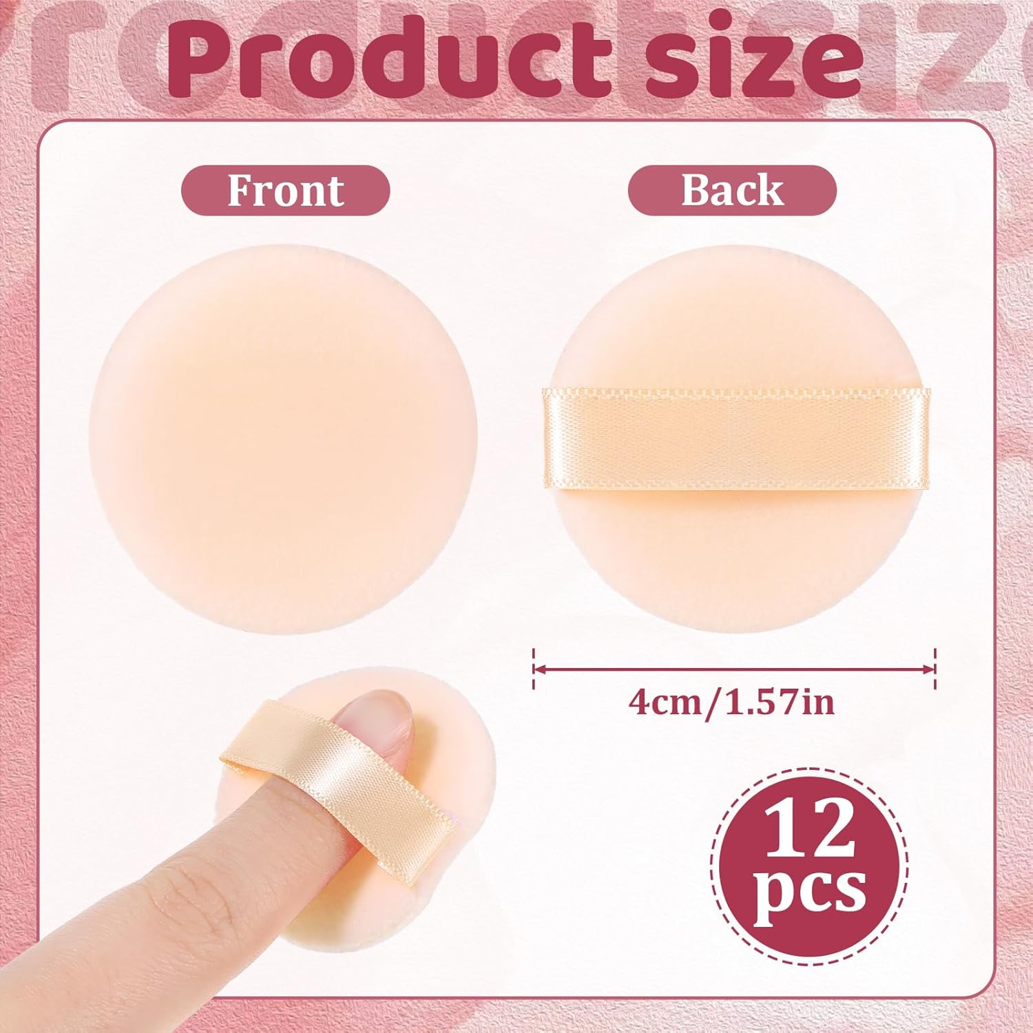 12 PCS Small Powder Puff Mini, Makeup Powder Puff Skin Color Soft Small Powders Puffs 1.5 Inches Powders Pact Microfiber Makeup Sponges Finger-Sized Makeuppuff for Women image number 3