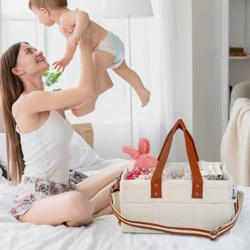 Teddy Diaper Caddy Bag for All Newborn Essentials Must Haves - Baby Registry, Wipes, Nursery Storage Bin, Car Organizer Also with a Readymade Gift Box. image number 3