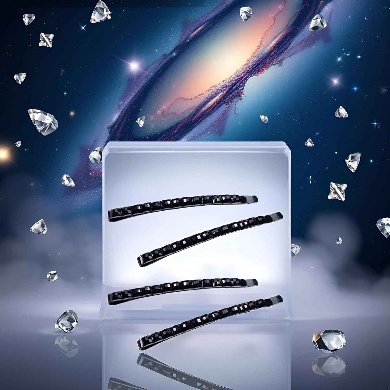 4 Pieces Black Rhinestone Hair Clips Shiny Hair Pin Crystal Diamond Hairpin Hairpin Sparkly Hair Decoration for Women Bangs Metal Hair Clip Hairpins Clip image number 4