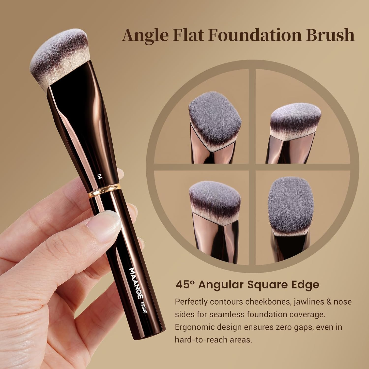 MAANGE 16 Pcs Professional Makeup Brushes, Double Sided Foundation Powder Contour Blush Set Complete Set with Pouch and Gift Box (Coffee Brown) image number 3