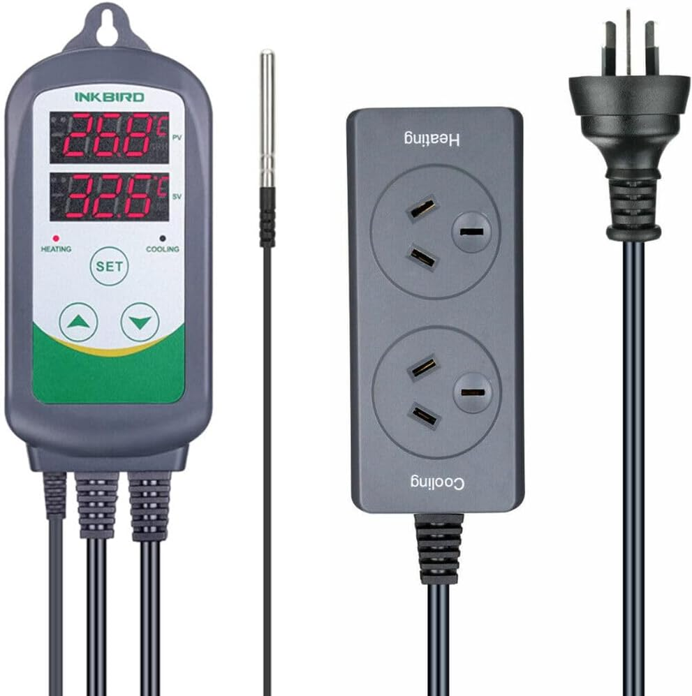 Inkbird ITC-308 Wifi Digital Temperature Controller 220V Outlet Thermostat, 2-Stage, 2200W, W/Sensor Smart Thermostat Google Alexa IFTTT APP Support Remote Monitor Control