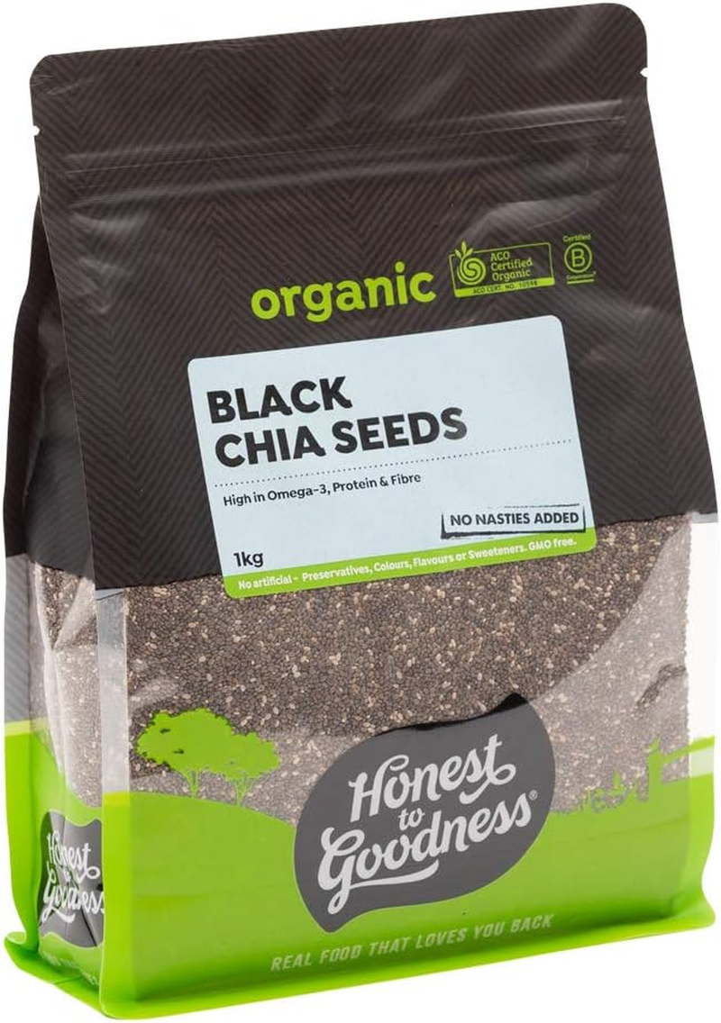 Honest to Goodness, Organic Black Chia Seeds, 1 Kilogram - Indulge in the Delightful Texture of These Tiny Seeds, a Perfect Nutrient-Rich Addition to Any Diet. image number 4