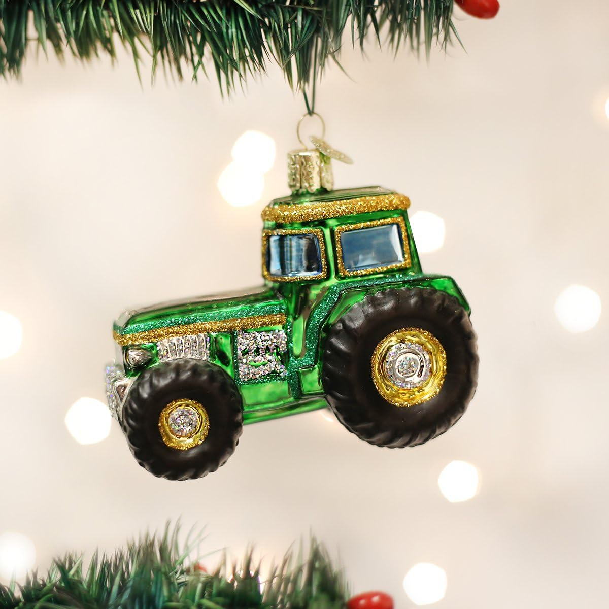 Old World Christmas Tractor Glass Blown Ornament for Christmas Tree, Handcrafted Holiday Decoration, Tools Collection image number 4