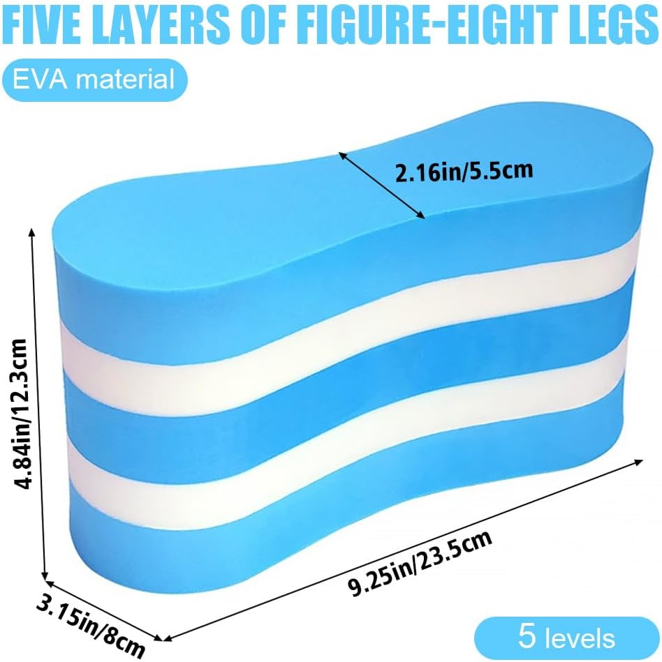 Swimming Float Kickboard,Eva 5-Layer Pull Buoy Leg Float,Pool Training Aid,Legs and HIPS Support for Beginners, Blue White image number 6