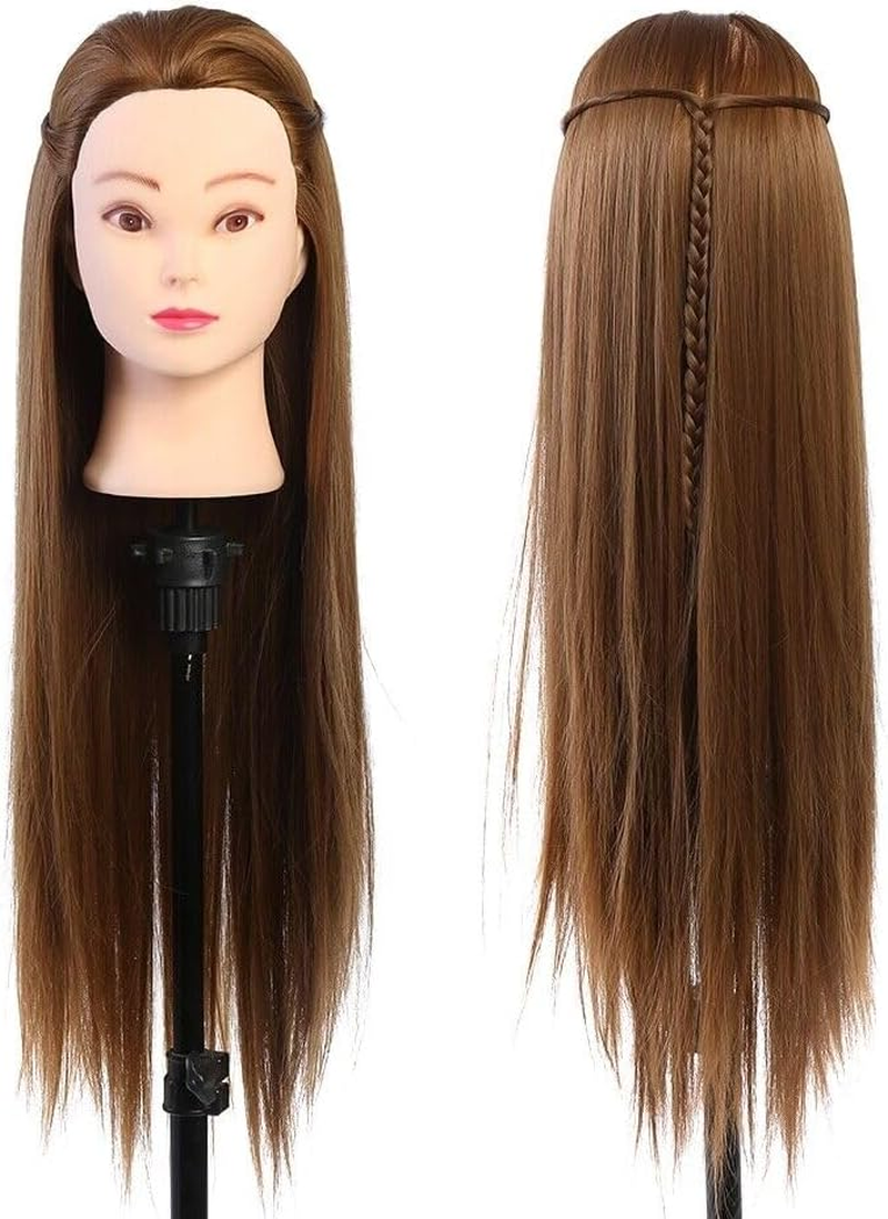 Training Head, Mannequin Head Hair Styling Manikin Cosmetology Doll Head Synthetic Fiber Hair Hairdressing Training Model Mannequin Doll with Table Clamp image number 4