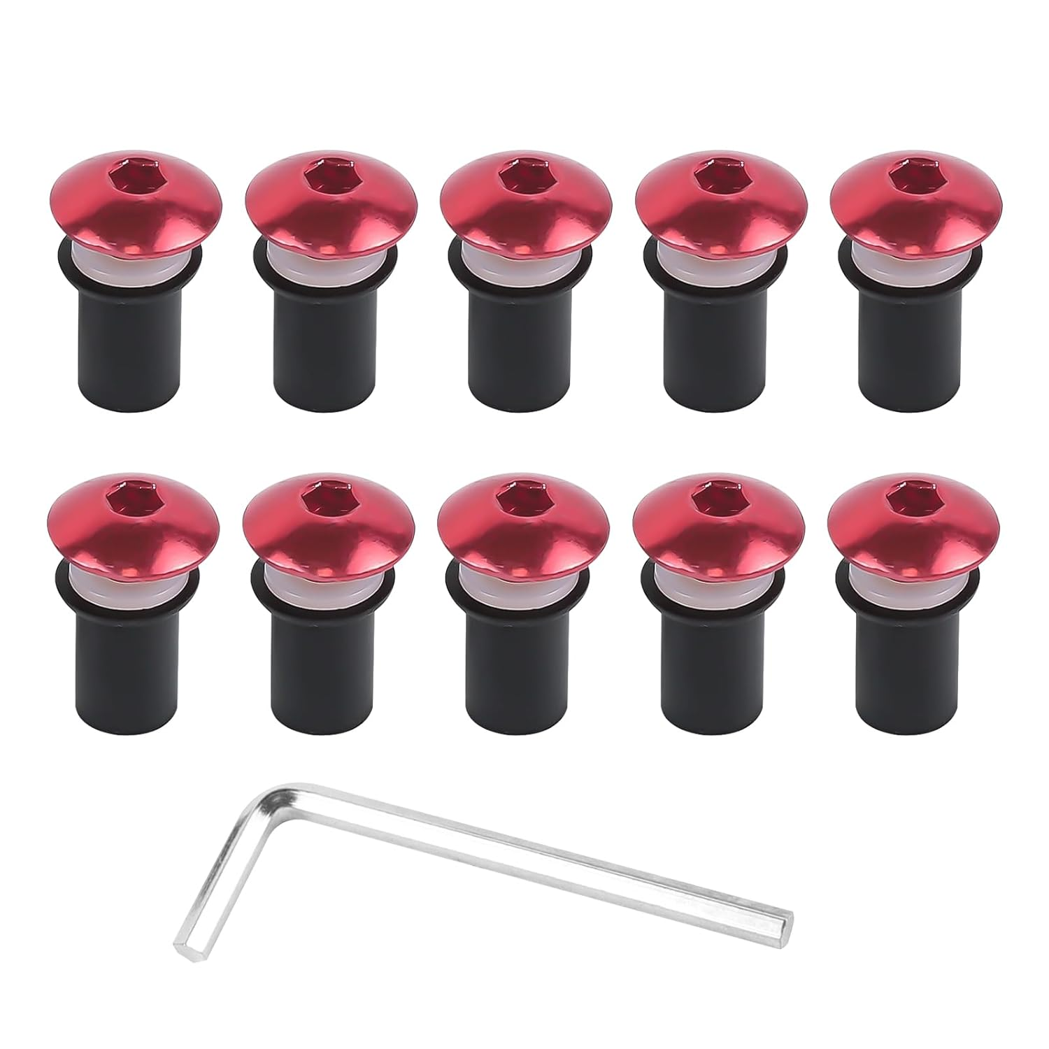 Hovom 10PCS Motorcycle Windshield Bolts Screws Kit, Aluminum Motorbike Windscreen Body Mounting Kit with Bolts Nuts Washers, M5&times;16Mm Windshield Installation Fasteners for Motorcycle (Orange) image number 6