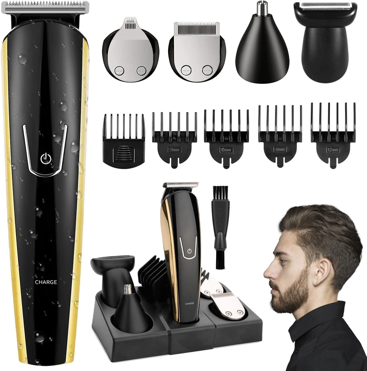 5-In-1 Beard Trimmer for Men - Hair Clippers Cordless, Electric Grooming Kit for Bear/Hair/Face/Nose/Ear, USB Rechargeable Waterproof Body Hair Trimmer for Quick Cut, Gifts for Husband Father image number 5