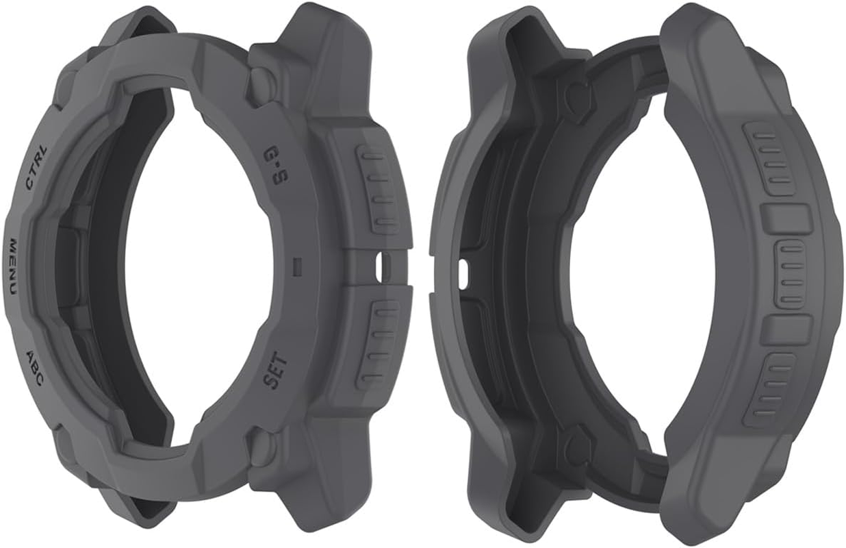 HOMTERN Case for Garmin Instinct 3 AMOLED 45Mm and Instinct 3 SOLAR 45Mm,Flexible Silicone Armor Cover Shell Shockproof Scratch-Proof Drop-Proof Protector Case,Gary image number 2