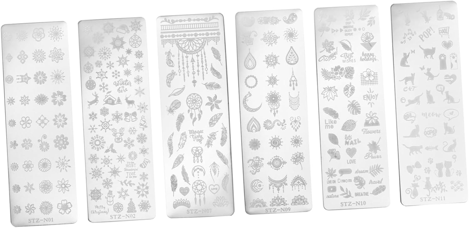 BATHVEVE 6Pcs Nail Art Stamping Plates Decorative Manicure Templates Nail Charms for Women image number 1