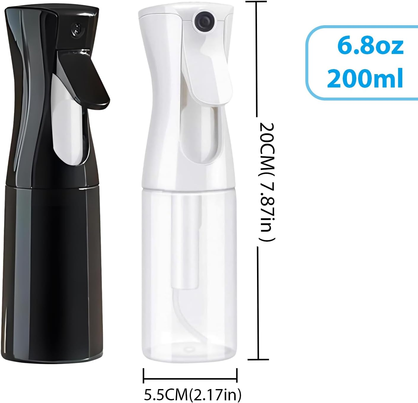 2 Pack Continuous Spray Bottle, 200Ml Hair Spray Bottle, Pressurized Ultra Fine Mist Water Sprayer Bottles for Hairstyling, Salons, Plants, Kitchen, Cleaning, Travel image number 3