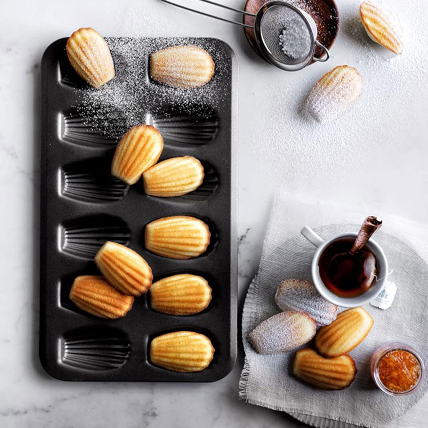 Nonstick Madeleine Pan 2Pack, 12 Cavity Shell Shape Baking Mold Non-Stick Cookie Cake Scone Pan Whoopie Pie Pan for Oven image number 3