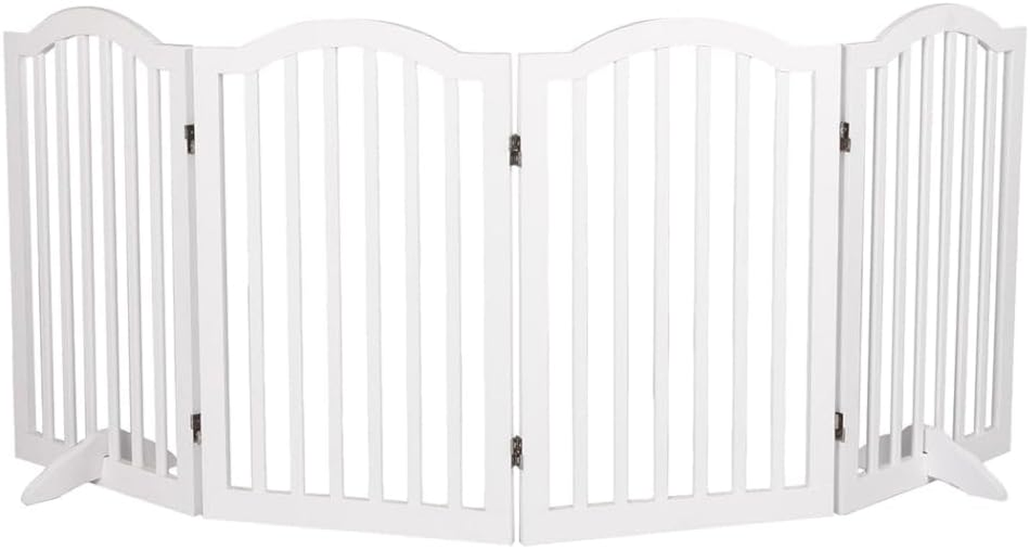 Pawz Wooden Pet Gate Dog Fence Safety Stair Barrier Security Door 4 Panels White, Cat Dog Wooden Fence with Narrow Gaps, Fold Easily for Storage Pet Playpen, Durable and Smooth Hinges for Baby Gate image number 6