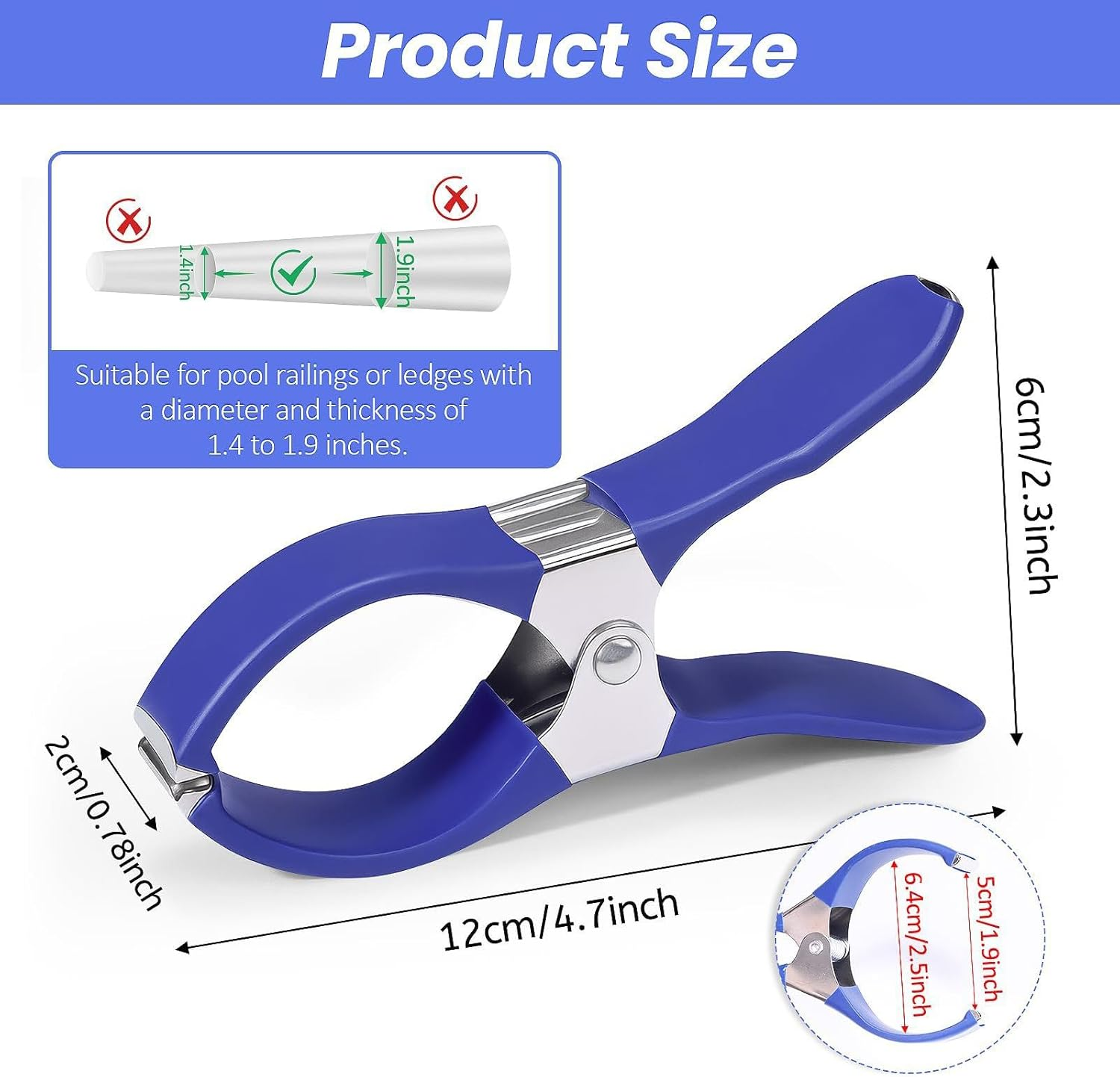 Swimming Pool Cover Clips - Pack of 12 Scratch-Resistant Stainless Steel Handle - Swimming Pool Cover Clamps | for Outdoor Garden Patio Winter Tarpaulin Furniture image number 5