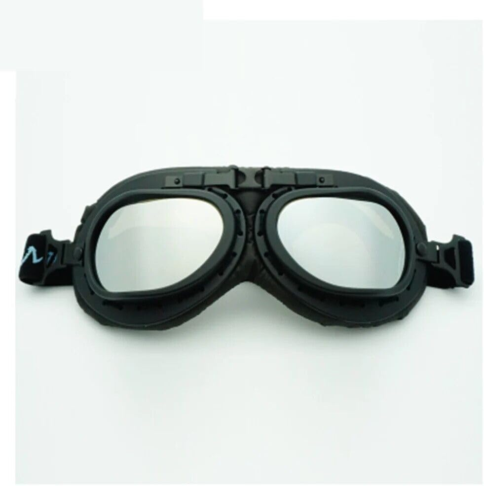 TDR Retro Vintage Motorcycle Goggles - Windproof, Safety Aviator Pilot Eyewear for Motocross & Cruising, Adjustable UV Protection, Anti-Fog, Fits Adults and Teens (Black with Tinted Lens) image number 4