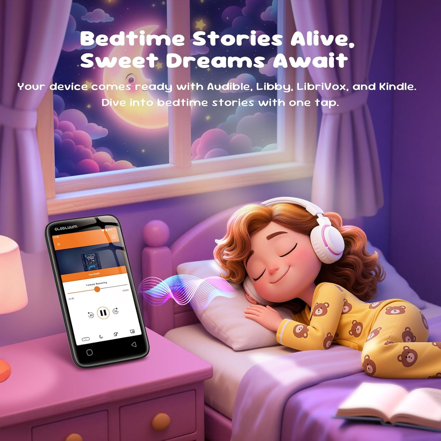 80GB MP3 Player for Kids, Parental Controls, Supports Spotify Kids, Audible, Librivox, Amazon Music and Kindle:Safe Android MP4 Player Gift with 4" Touchscreen, Wifi and Bluetooth(Black)