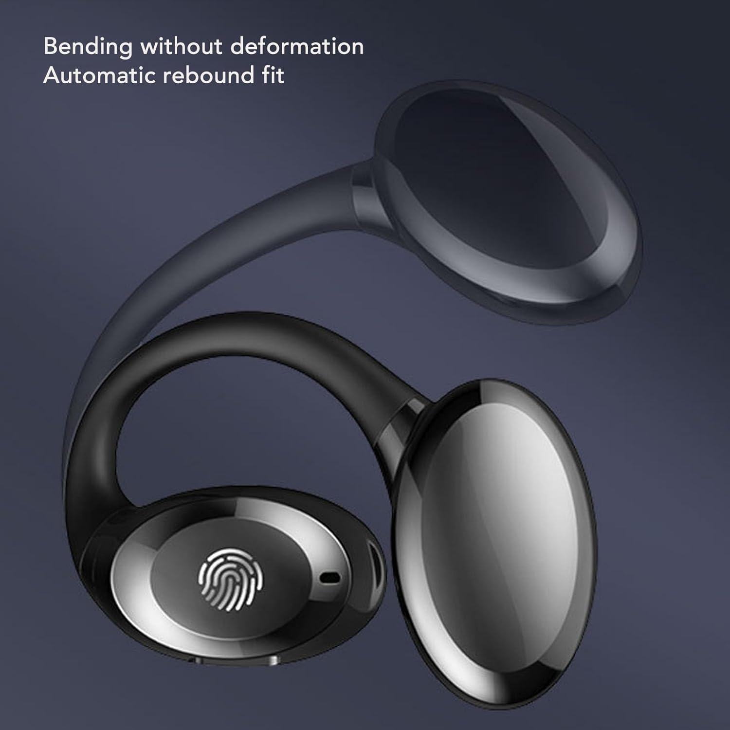 Wireless Bluetooth Earbuds, Open Ear Headphones with Membrane Speaker Unit, High Capacity Lithium Battery for Business, Sports, Running (Black) image number 4