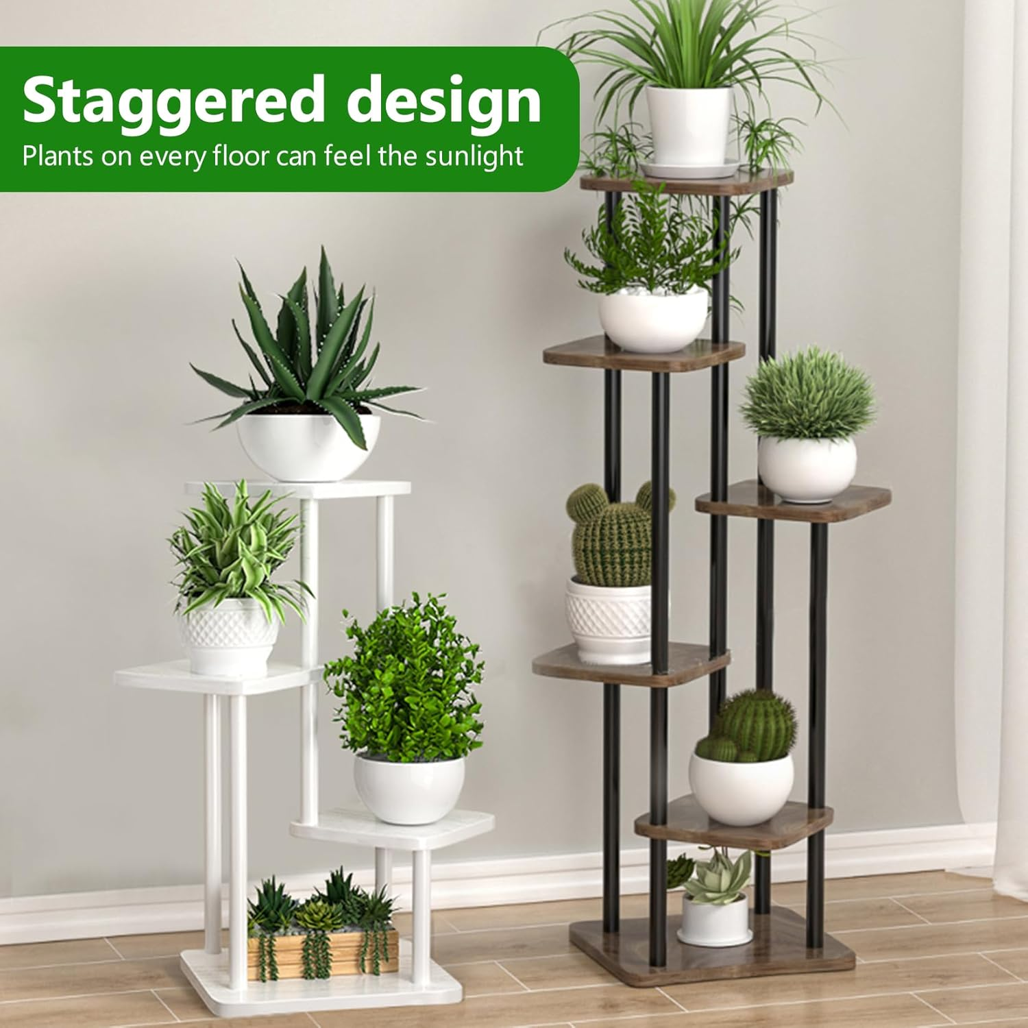 Plant Stand Indoor Plant Shelf Multiple Flower Pot Holder Shelves Rack, Planter Shelf Display Rack Storage Organizer for Garden Corner Balcony Living Room (4 Tier-White)