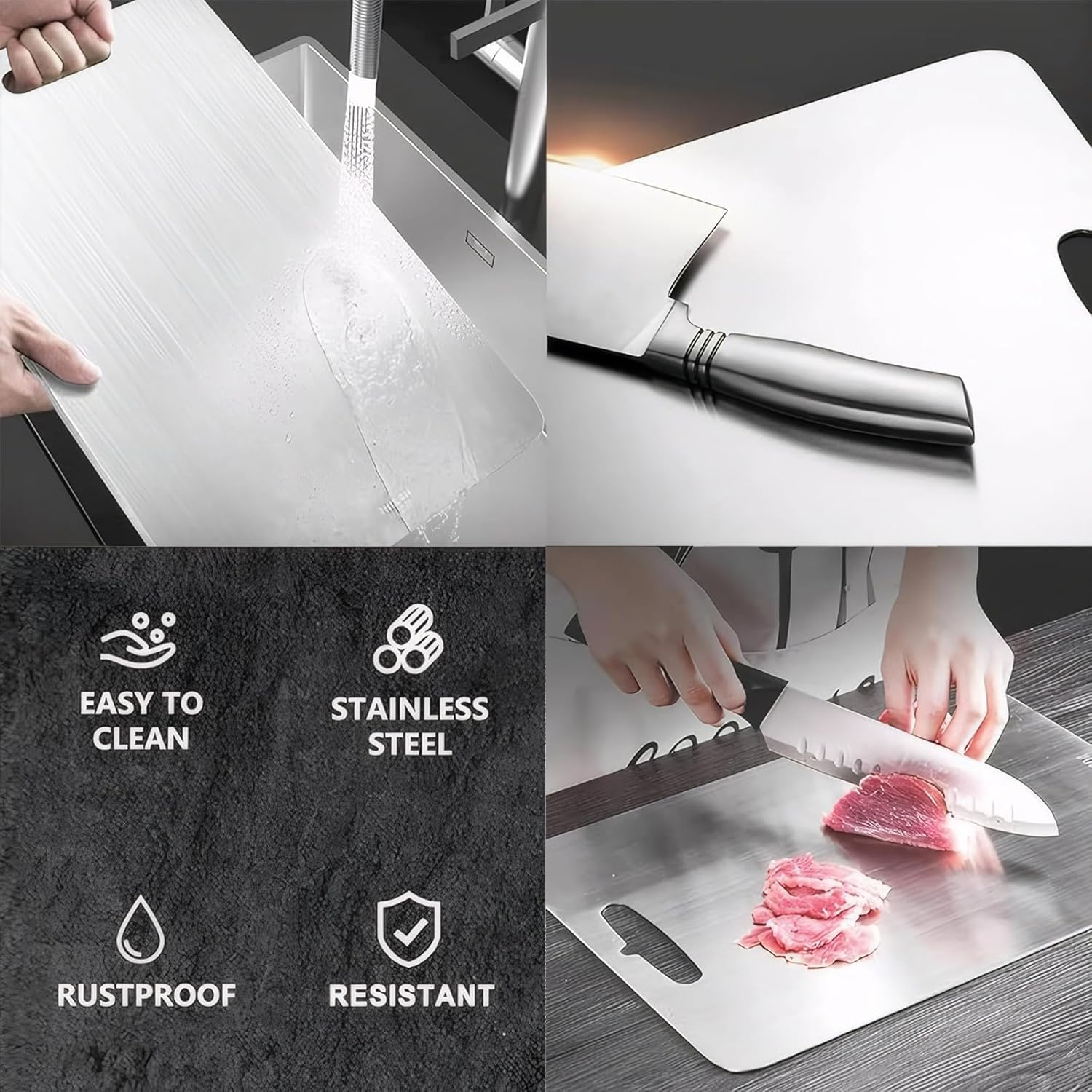 OKUYOSHI 3Pcs Cutting Board - Stainless Steel Cutting Board, Chopping Board (3Pcs)