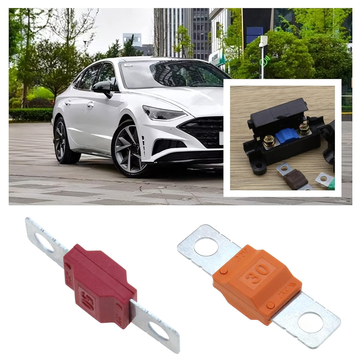 AZSNDB 12Pcs Midi Fuse 30/40/50/60/70/80/100Amp 32V Car Fuse Bolt-On Fuse for Marine Power System Motor Car Audio image number 2