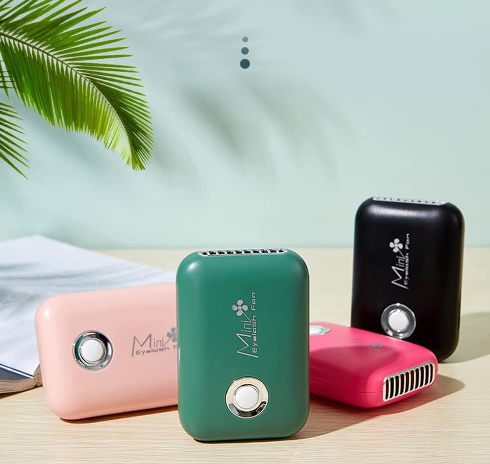 Threeh Eyelashes Fan Mini USB Rechargeable Electric Bladeless Handheld Cooling Fan with 3 Adjustable Speeds and T-Bracket,Black - Red image number 2